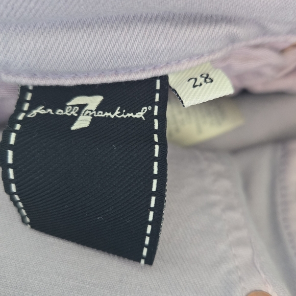 7 For All Mankind Womens Sz 28 Lilac Italian Cotton High Rise Jeans Raw Hem - Picture 11 of 14